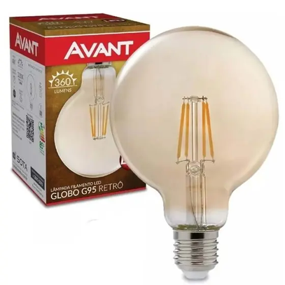 LAMP LED FILAM GLOBO G095 4W 2200K E27 BIV AVANT