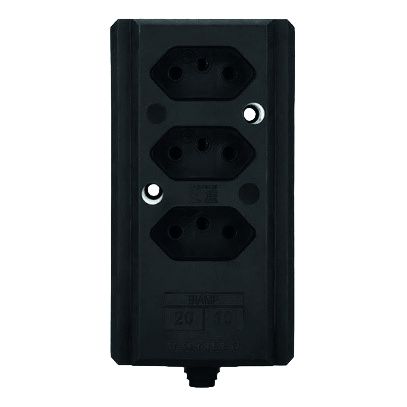 TOMADA BARRA NBR 3P 10/20A BIAMP(3x)TRIPLA PRETA INTERNEED