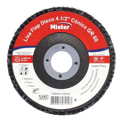 LIXA FLAP DISCO 4,5 CONICO OX ALUM GR080 MISTER