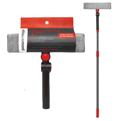 LIMPA VIDROS/RODO  2 EM 1 CABO ACO POWERMAID