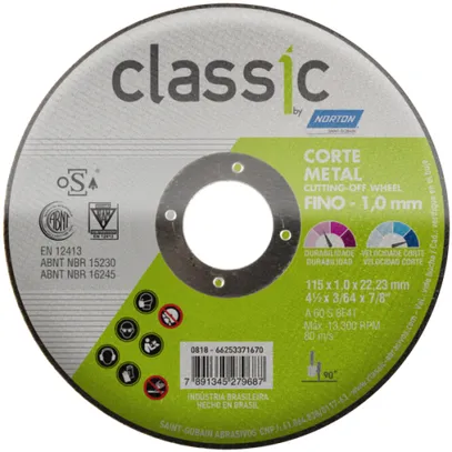 DISCO CORTE MET CLASSIC AR102 NORTON 4,5(115x1,6x22mm)
