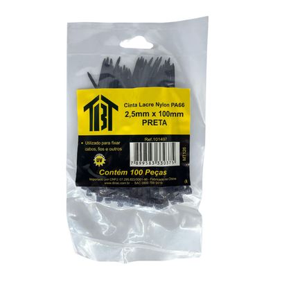 CINTA LACRE 2,5x200 PRETA NYLON PA66 TBT