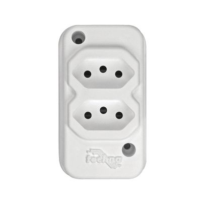 TOMADA BARRA NBR 3P 10A(2x)DUPLA BRANCA TECHNA