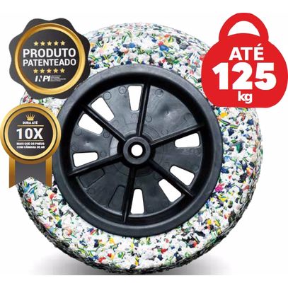 RODA PNEU MACICO BOR EXP BRANCA 125Kg EIXO 1 3,25X8 FORCE