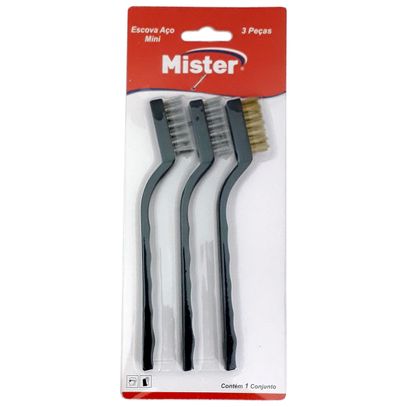 ESCOVA ACO MINI KIT 3 PCS COM CABO MISTER