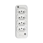 TOMADA BARRA NBR 3P 10A(4x)QUADRUP BRANCA TECHNA