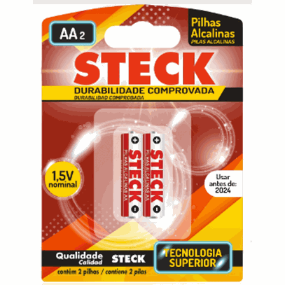 PILHA ALC PEQ(AA) BLIS(2) STECK