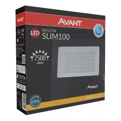 REFLETOR LED SLIM 100W 7500lm BIV 3000K AVANT