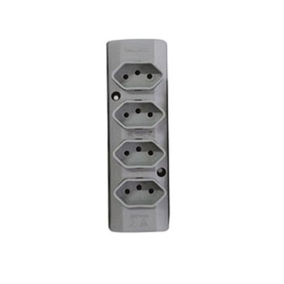 TOMADA BARRA NBR 3P 10A(4x)QUADRUP CINZA INTERNEED