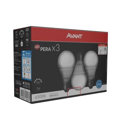 LAMP LED 07W PACK 3UN 6500K 560lm A55 E27 BIV AVANT
